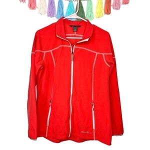 Eddie Bauer Scarlet Nantucket Red Zip Up Rain Windbreaker Jacket Size Medium